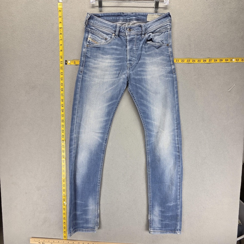 Diesel Jeans Mens 28x32 Blue Belther-R Regular Slim Skinny Whiskers Honeycomb